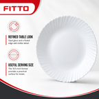 96 Pieces Opal Glass Dinner Plate, 10.5 Inch, Round Fluted-Edge Tablewares
