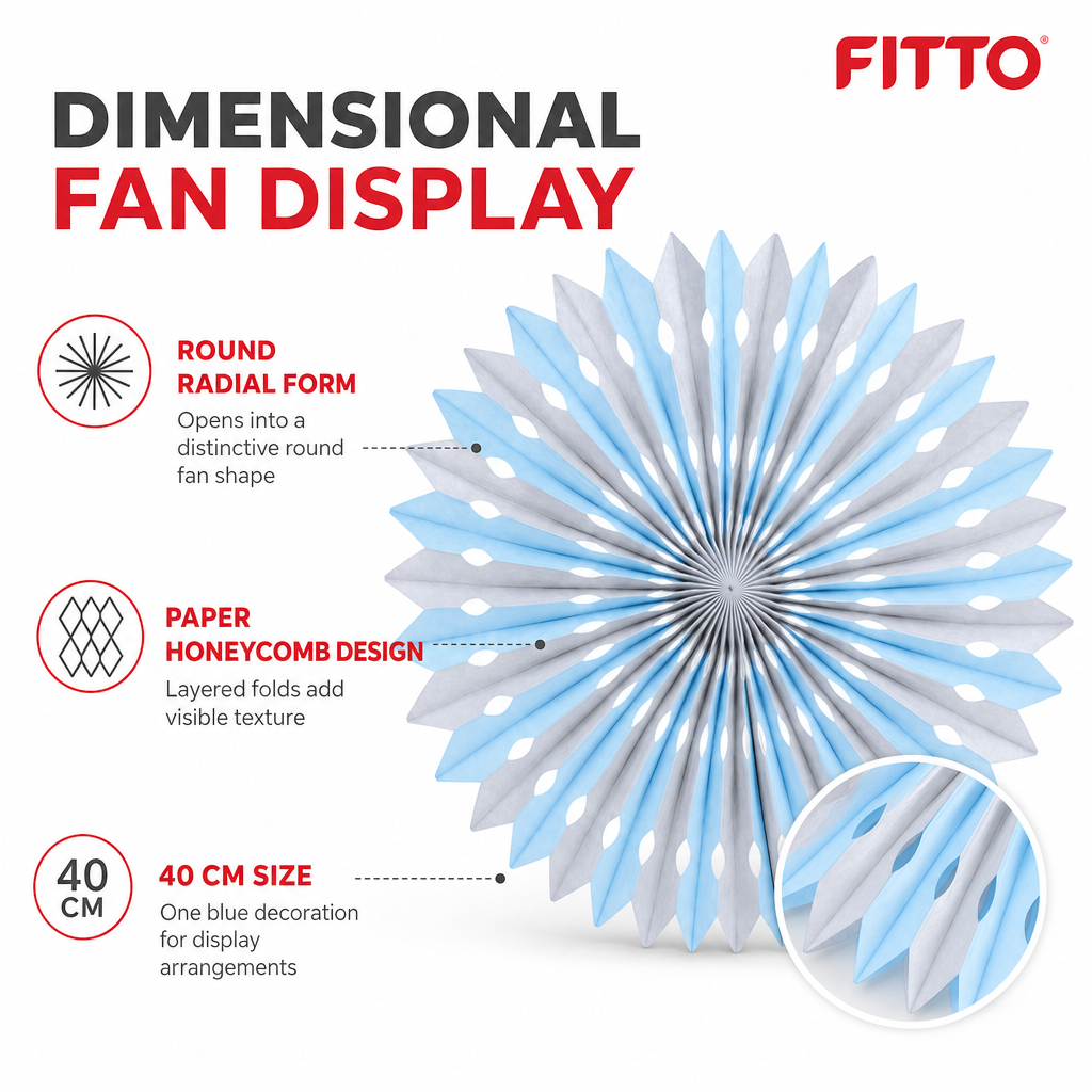 240 Pieces Blue Paper Honeycomb Fan Decoration, 40 cm, 1 Piece