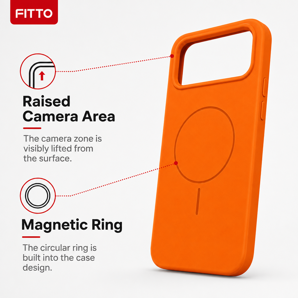 120 Pieces Silicone Magnetic Phone Cases with Raised Camera Protection, Orange