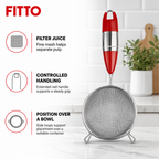 96 Pieces Stainless Steel Juice Strainer No. 4, Fine Mesh Kitchen Sieve with Red Handle, Single Piece