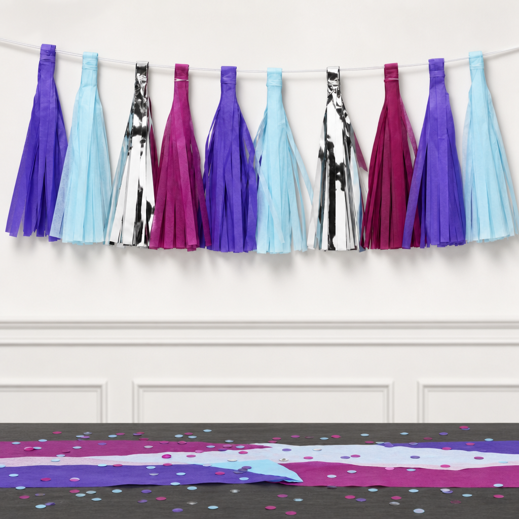 240 Pieces Tassel Garland Assorted Colour 2 m x 15 cm, 12 Pieces for Party Decorations