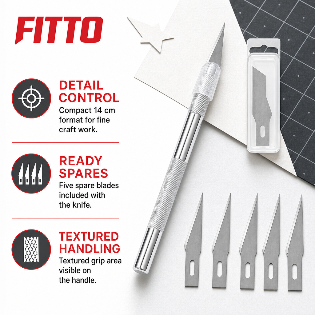 120 Pieces Precision Hobby Knife Set with 5 Spare Blades, 14 cm, Silver, 6-Piece Set