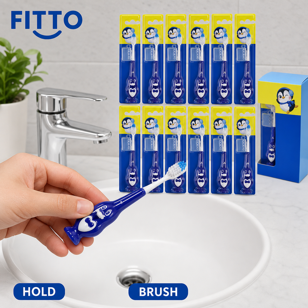 120 Pieces Penguin Design Toothbrush Set, Blue, 12 Pieces for Junior Oral Care