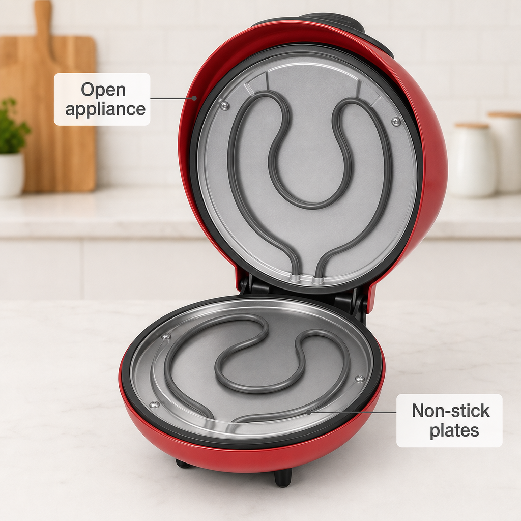 48 Pieces Electric Pizza Maker, 1800 W Red Countertop Appliance with Non-Stick Plates, 1 Piece