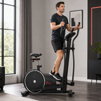 48 Pieces Elliptical Trainers with Exercise Bike Seat, Digital Monitor and Heavy-Duty Steel Frame, 124.5 x 38 x 76 cm