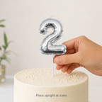 144 Pieces Silver Number 2 Happy Birthday Cake Candle, 9 cm, Single Candle