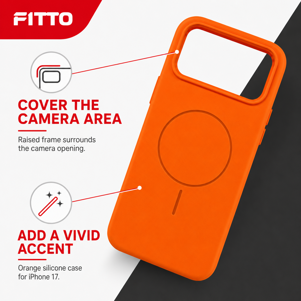 120 Pieces Phone Cases for iPhone 17, Silicone Magnetic Cover with Raised Camera Protection, Orange