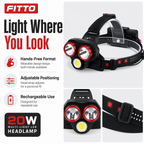 72 Pieces 20W Rechargeable Multi-Light LED Headlamp with Adjustable Head Strap
