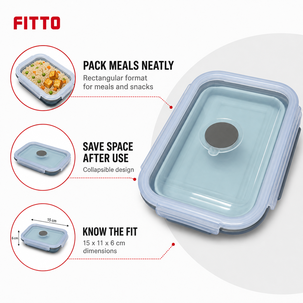 96 Pieces Collapsible Lunch Box, Rectangular Food Storage Containers, 15 x 11 x 6 cm