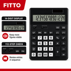 72 Pieces Electronic Calculators, 14-Digit Display, 112-Step Check, Dual Power, Black and White, 1 Piece