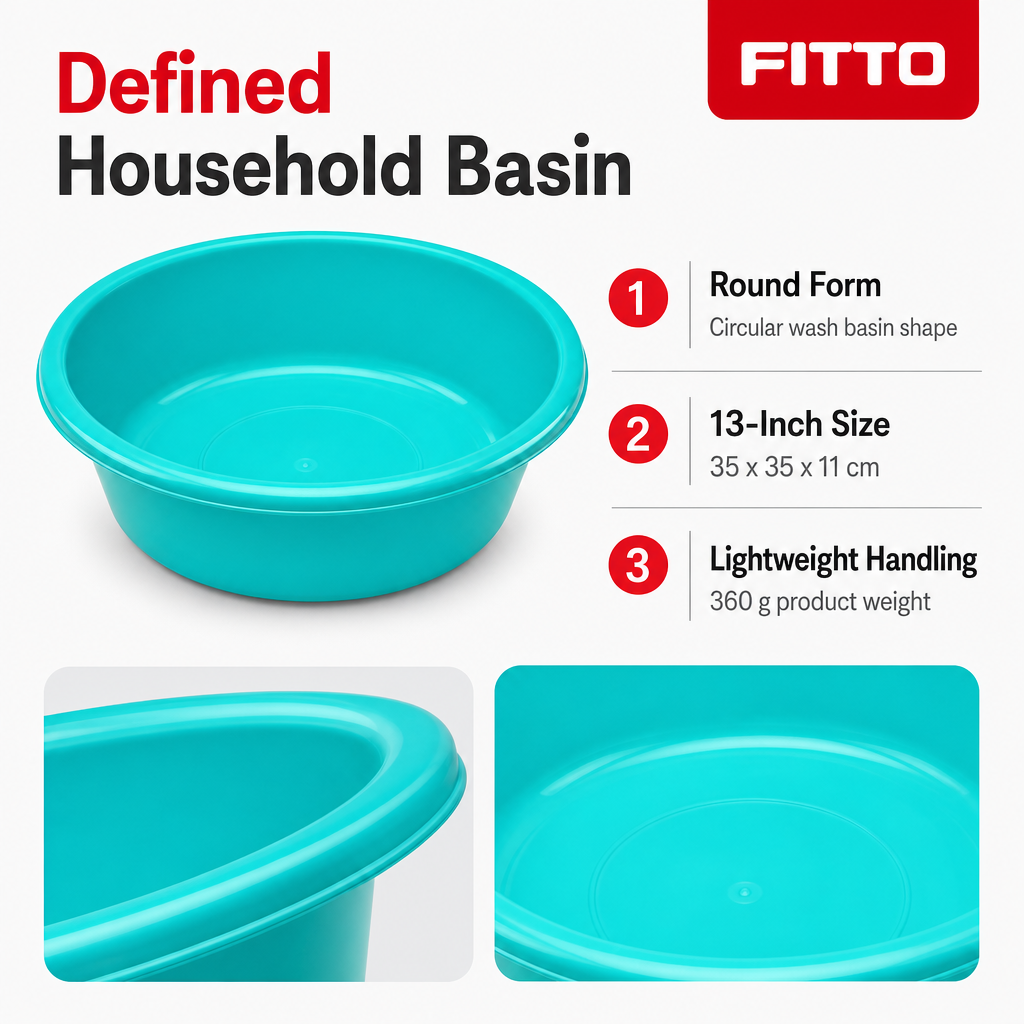 120 Pieces Turquoise Plastic Round Wash Basin, 13 Inch, 1 Piece