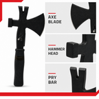 96 Pieces 3-in-1 Utility Hatchet with Axe Blade, Hammer Head and Pry Bar, 32 cm, Black, 1 Piece