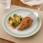 120 Pieces Melamine Dinner Plate, 9 Inch, White with Green and Yellow Pattern