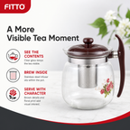72 Pieces Glass Teapots 2.4-Litre with Stainless Steel Infuser, Brown Handle and Floral Print