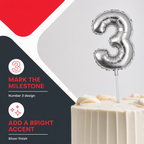 144 Pieces Silver Number 3 Birthday Cake Candle, 9 cm, Single Piece