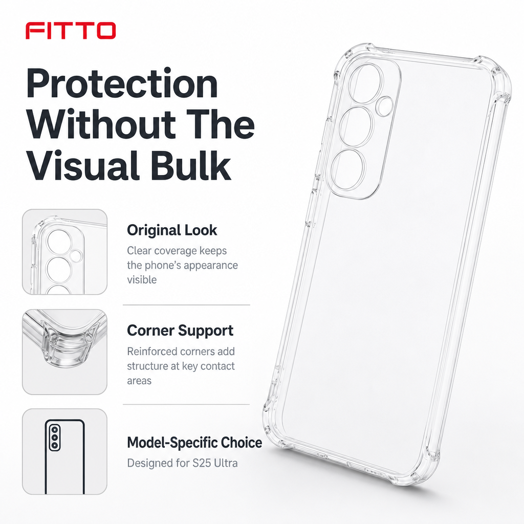 240 Pieces Clear Anti-Burst Protective Phone Cases with Reinforced Corners for S25 Ultra