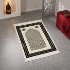 72 Pieces Decorative Prayer Mats, Turkish Style, Cream and Black Geometric Metallic Pattern
