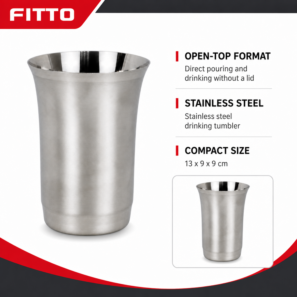 96 Pieces Stainless Steel Drinking Tumbler, Silver, 13 x 9 x 9 cm, Single Piece