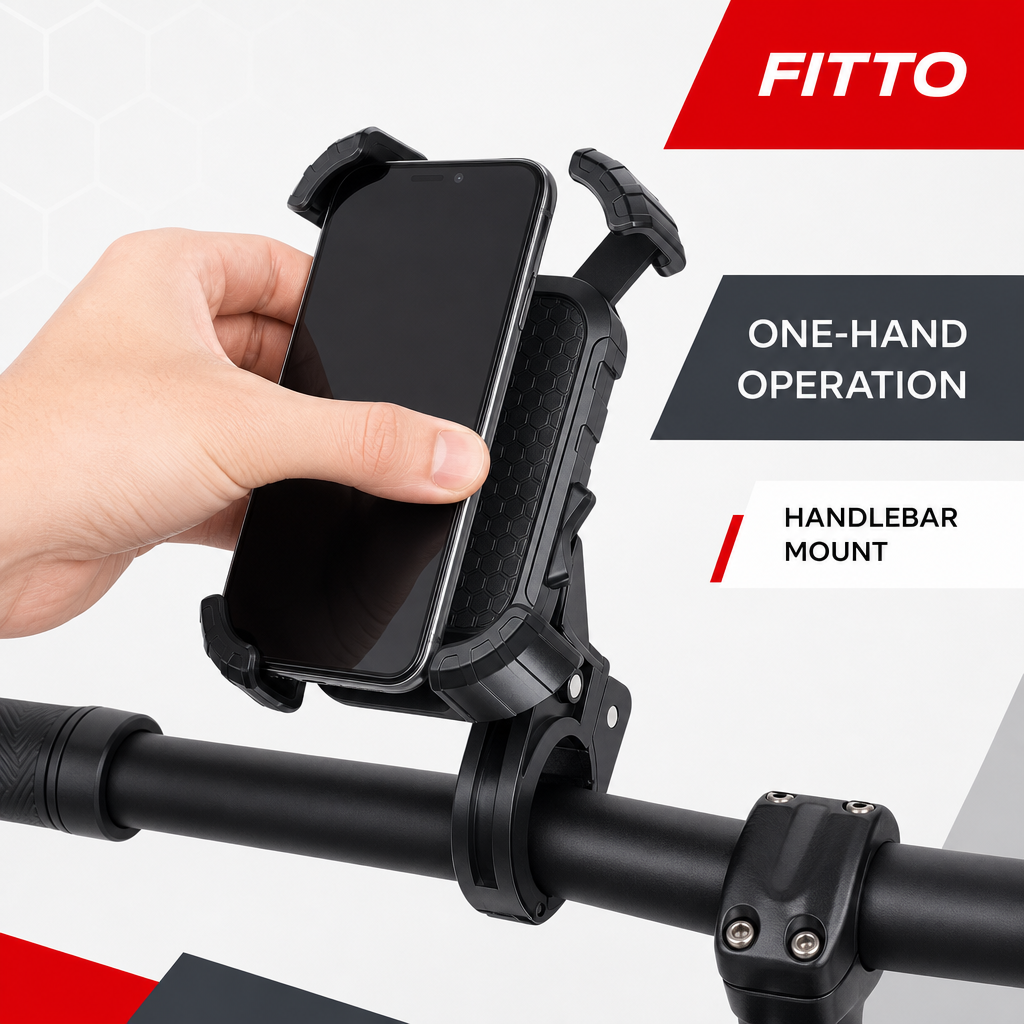 96 Pieces Adjustable Handlebar Phone Holder with One-Hand Operation, Black