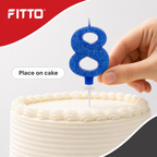 240 Pieces Assorted Colour Sparkling Number 8 Cake Candle, 3 in, 1 Piece