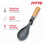 96 Pieces Self-Standing Solid Spoon with Wooden Handle, 31 cm, Gray and Natural Wood, 1 Piece