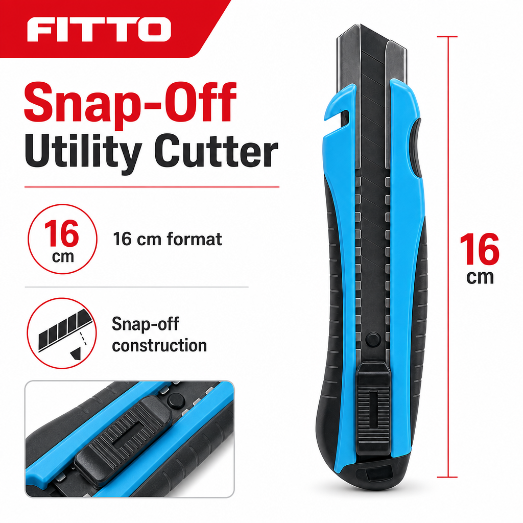 96 Pieces Utility Knives Cutter, Snap-Off Design, 16 cm, Blue and Black, 1 Piece