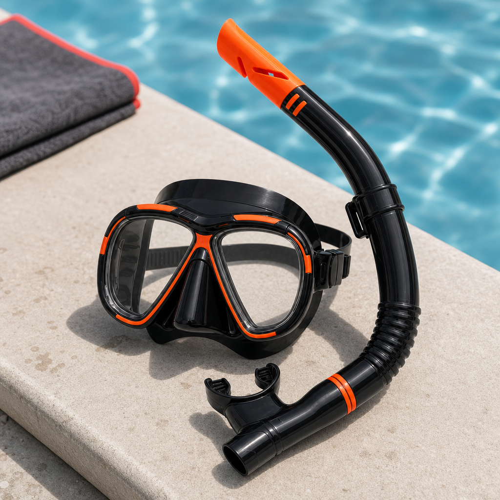 72 Pieces Swimming Mask and Snorkel Set, Black and Orange, Paired Mask with Snorkel for Pool and Beach Use