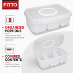96 Pieces 3-Compartment Food Storage Box with Locking Lid, Clear, 29 × 21 × 7 cm