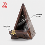 72 Pieces Wooden Pyramid Incense Burner Box, 6.5 Inch, Perforated Decorative Holder