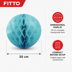 240 Pieces Light Blue Paper Honeycomb Ball Decoration, 30 cm, 1 Piece
