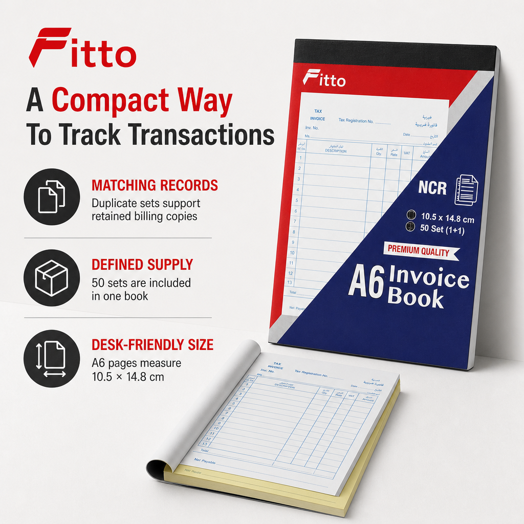 240 Pieces A6 NCR Invoice Books, 10.5 × 14.8 cm, 50 Duplicate Sets, 1 Piece
