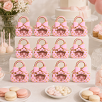 96 Pieces Pink Handbag-Shaped Candy Favor Boxes with Bow, 12 Pieces, 9.5 x 4.3 x 13.2 cm