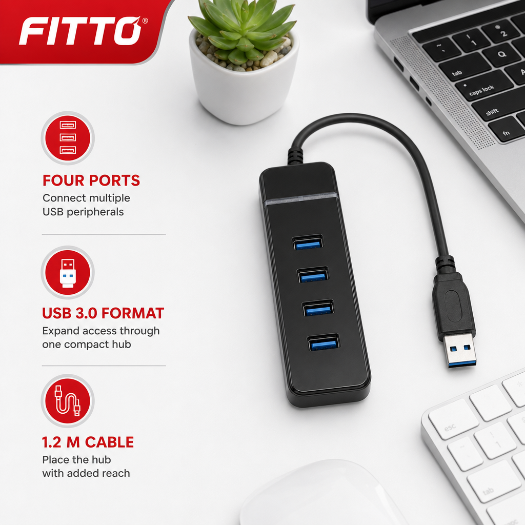 120 Pieces USB 3.0 Hub with 4 USB Ports and 1.2 m Cable