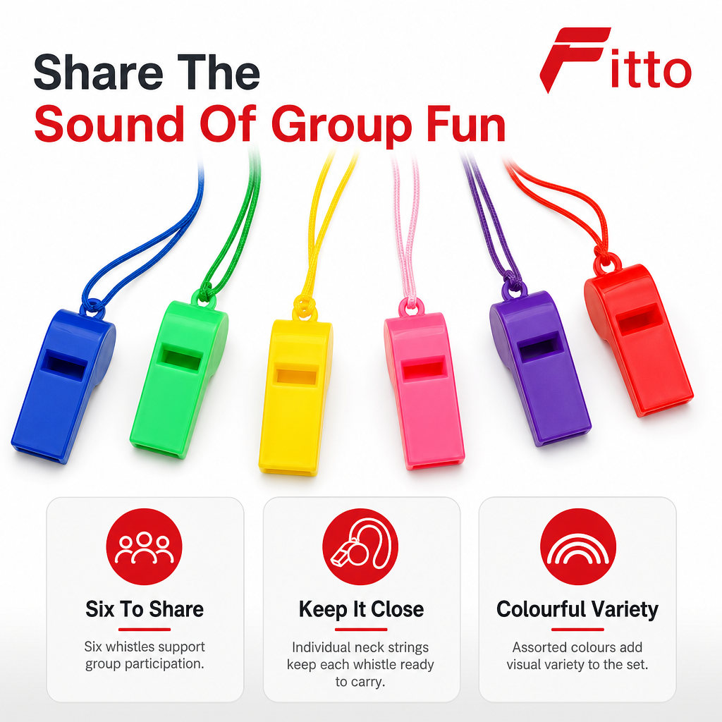 240 Pieces Assorted Colour Plastic Whistles with Neck Strings, 6 Pieces for Parties, Events and Group Activities