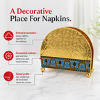 96 Pieces Decorative Metal Napkin Holders, Gold and Blue, Ornamental Tabletop Design, 1 Piece