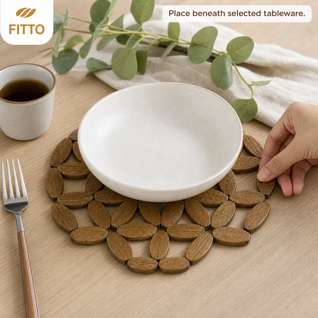 240 Pieces Natural Bamboo Round Lattice Table Mats, 20 cm, 1 Piece
