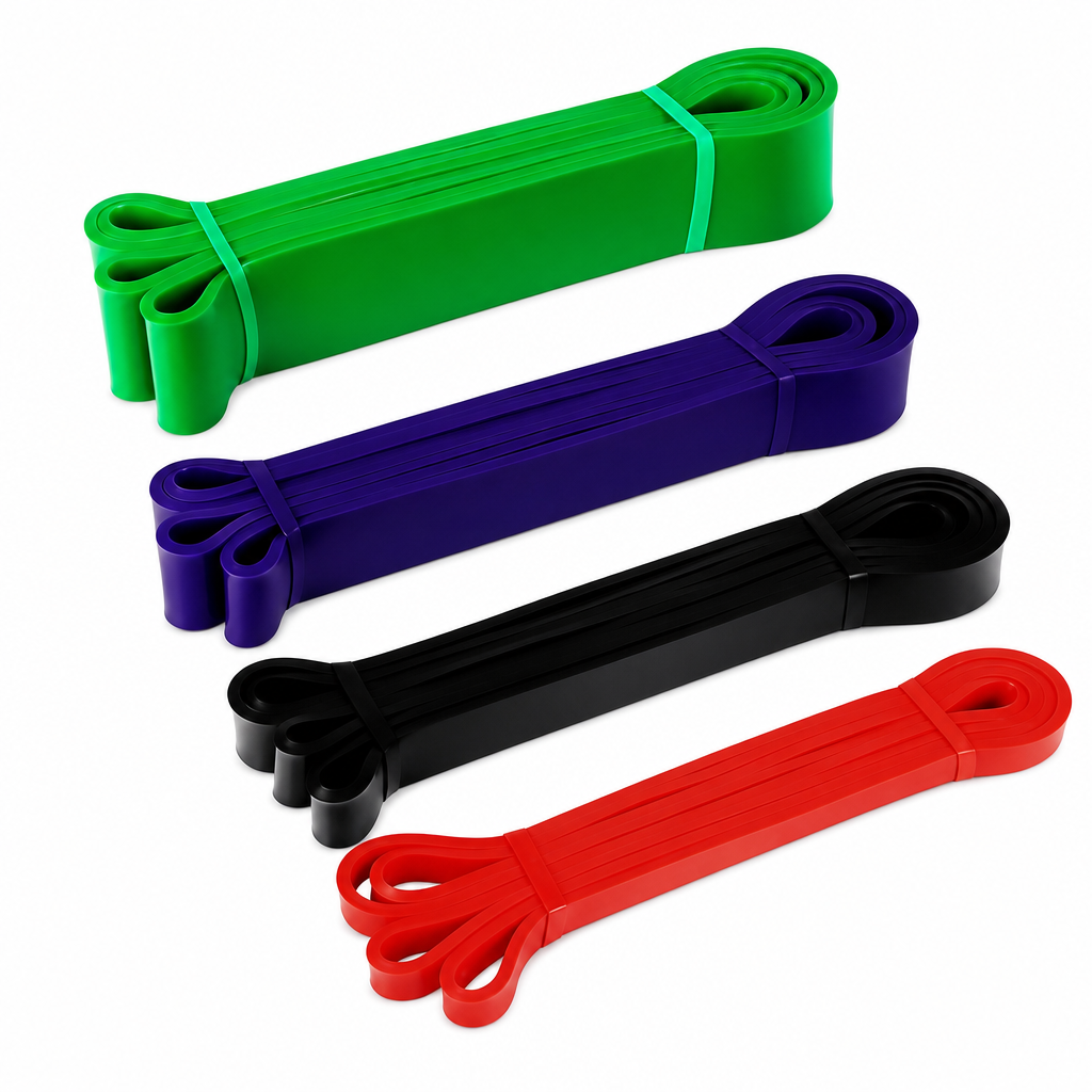 60 Pieces Exercise Loop Resistance Bands Set for Fitness, 4-Piece Set in Green, Purple, Black and Red