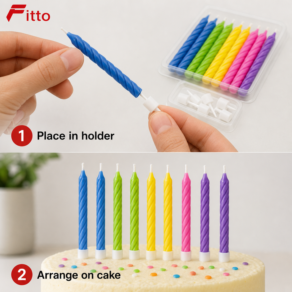 240 Pieces Birthday Candles with Holders, 10 Pieces, Assorted Colours for Cake and Party Decoration