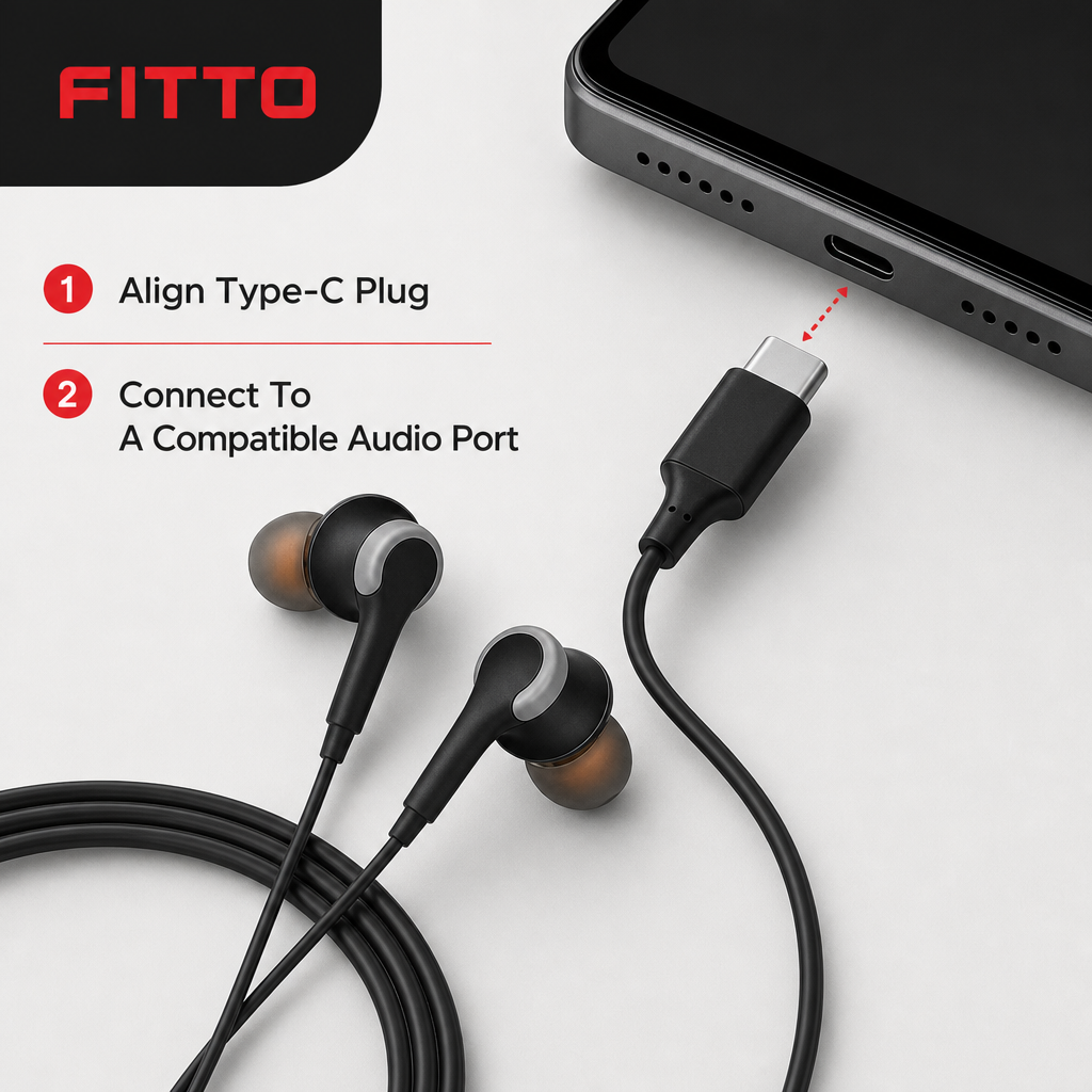 120 Pieces Type-C Wired Earphoneses with In-Ear Design for Direct Audio Listening