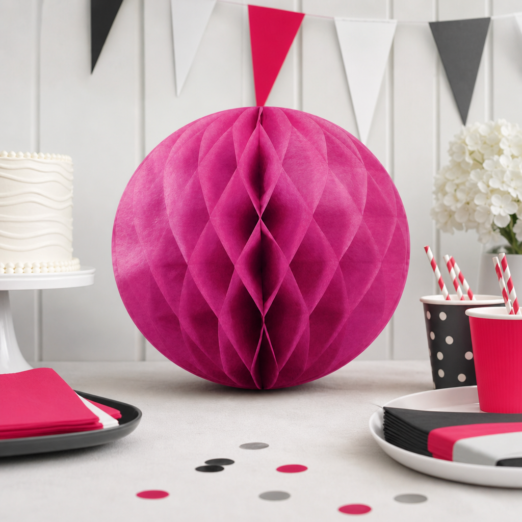 240 Pieces Pink Paper Honeycomb Ball Decoration, 30 cm, 1 Piece