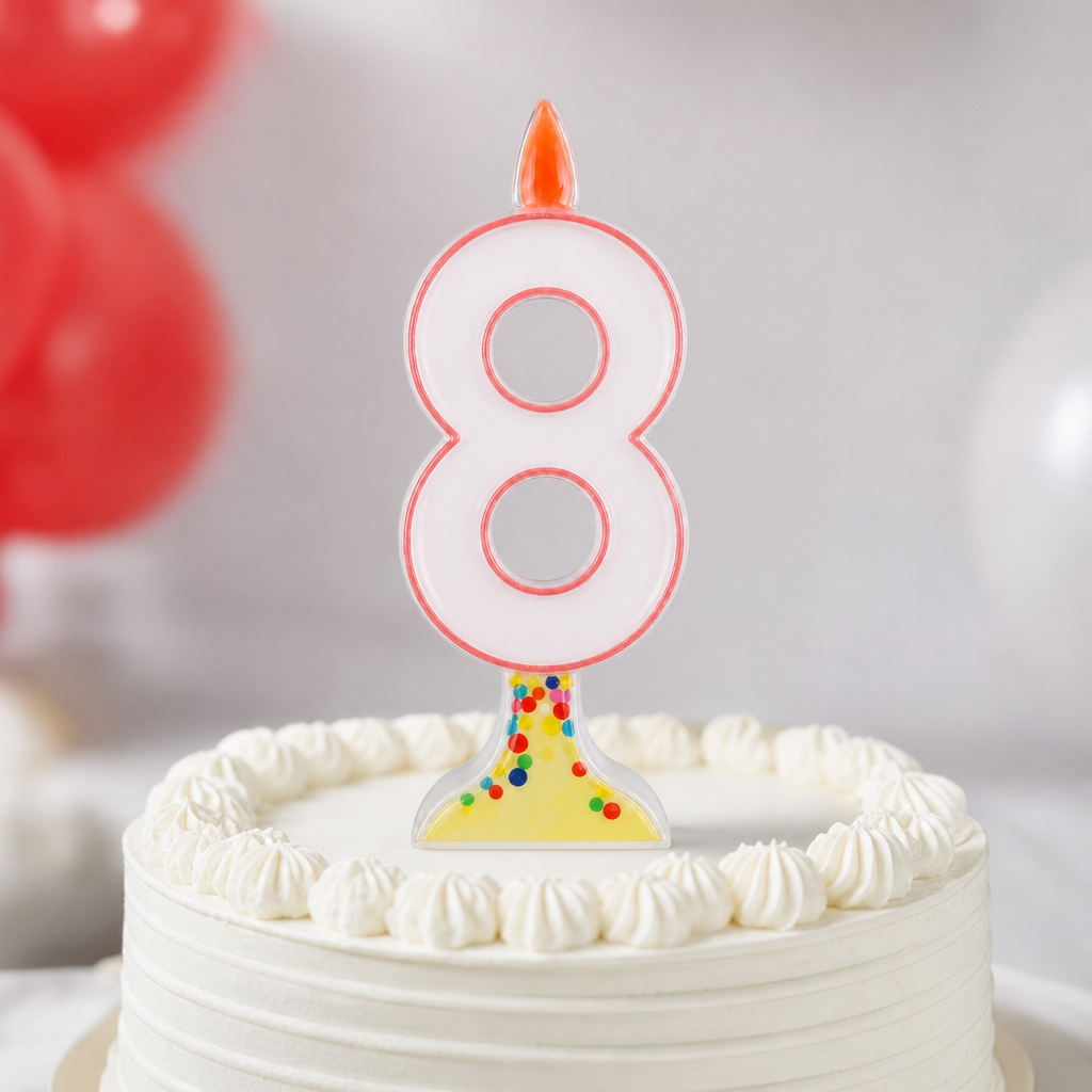 120 Pieces Mixed Colour LED Number 8 Cake Candle for Birthday Celebrations, Single Unit