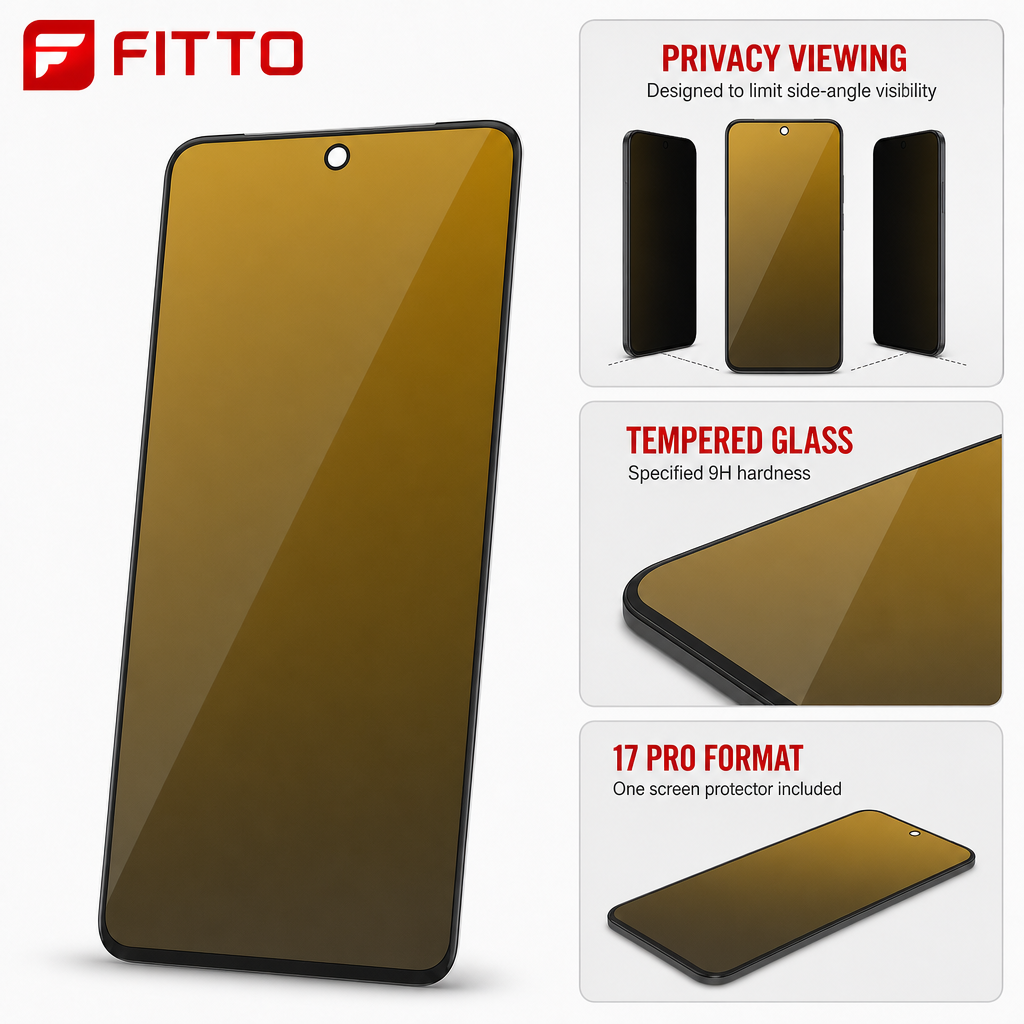144 Pieces Privacy Tempered Glass Screen Protectors for 17 Pro Phone, 9H Hardness
