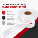 120 Pieces White Decorative Ribbon Roll, 2.8 cm x 80 yd, Craft and Wrapping Ribbon