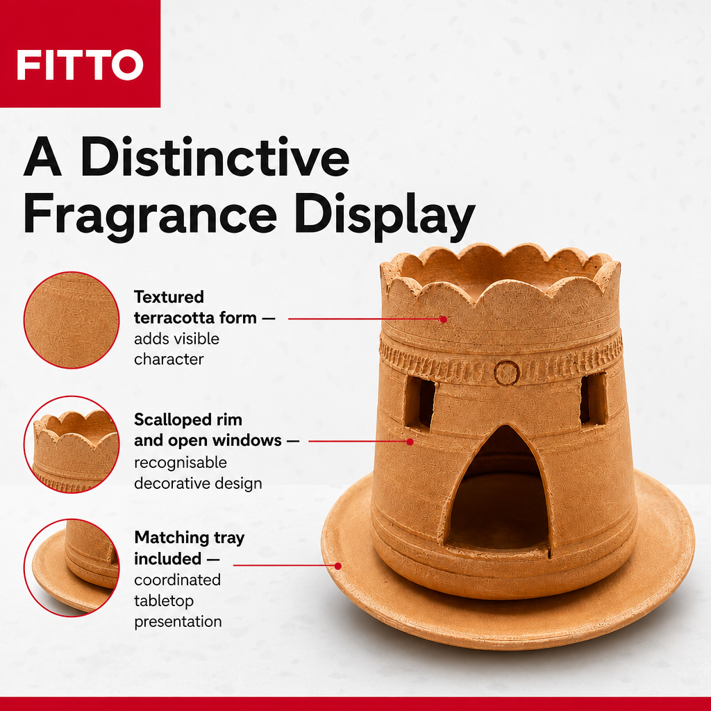 96 Pieces Terracotta Incense Burner with Tray, 12 cm, Decorative Bakhoor Holder