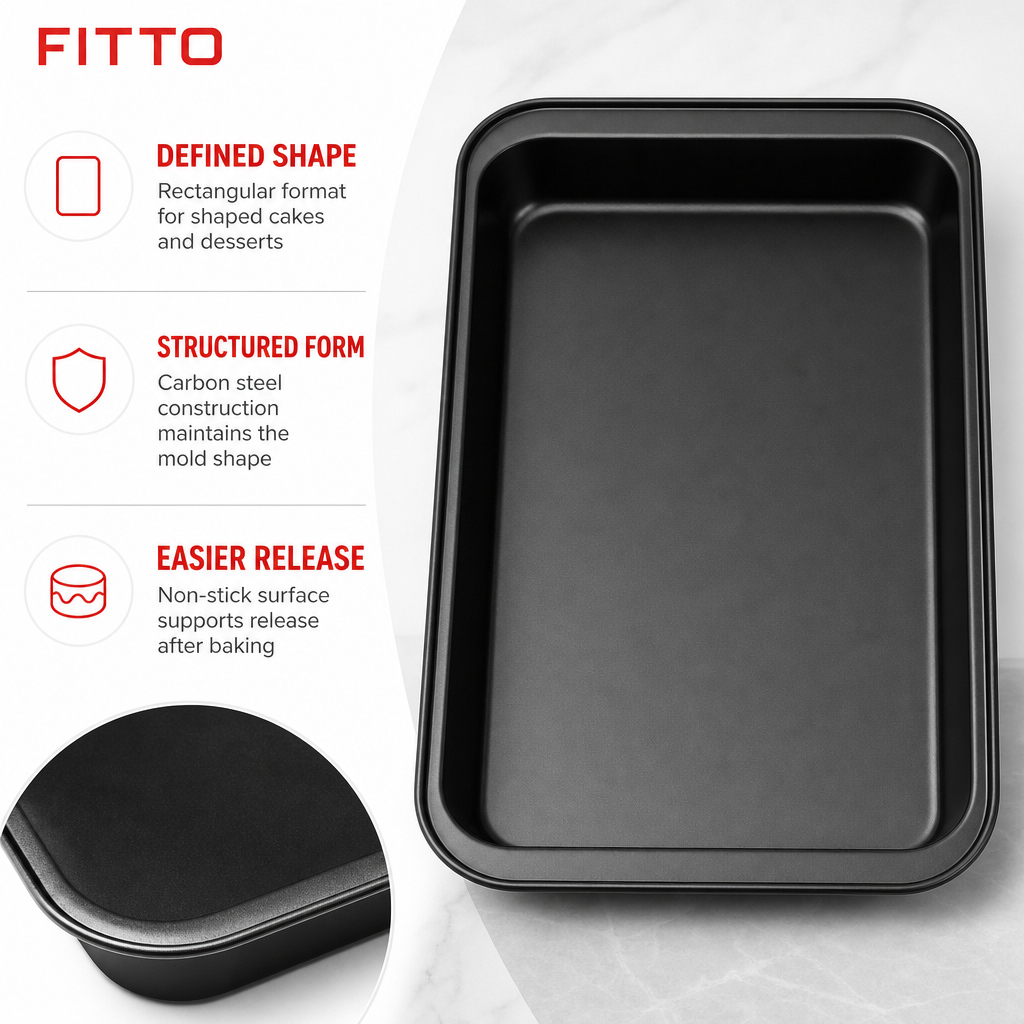 96 Pieces Cake Mold, Black Rectangular Carbon Steel Non-Stick Baking Pan, 32 × 22 × 5 cm, 1 Piece