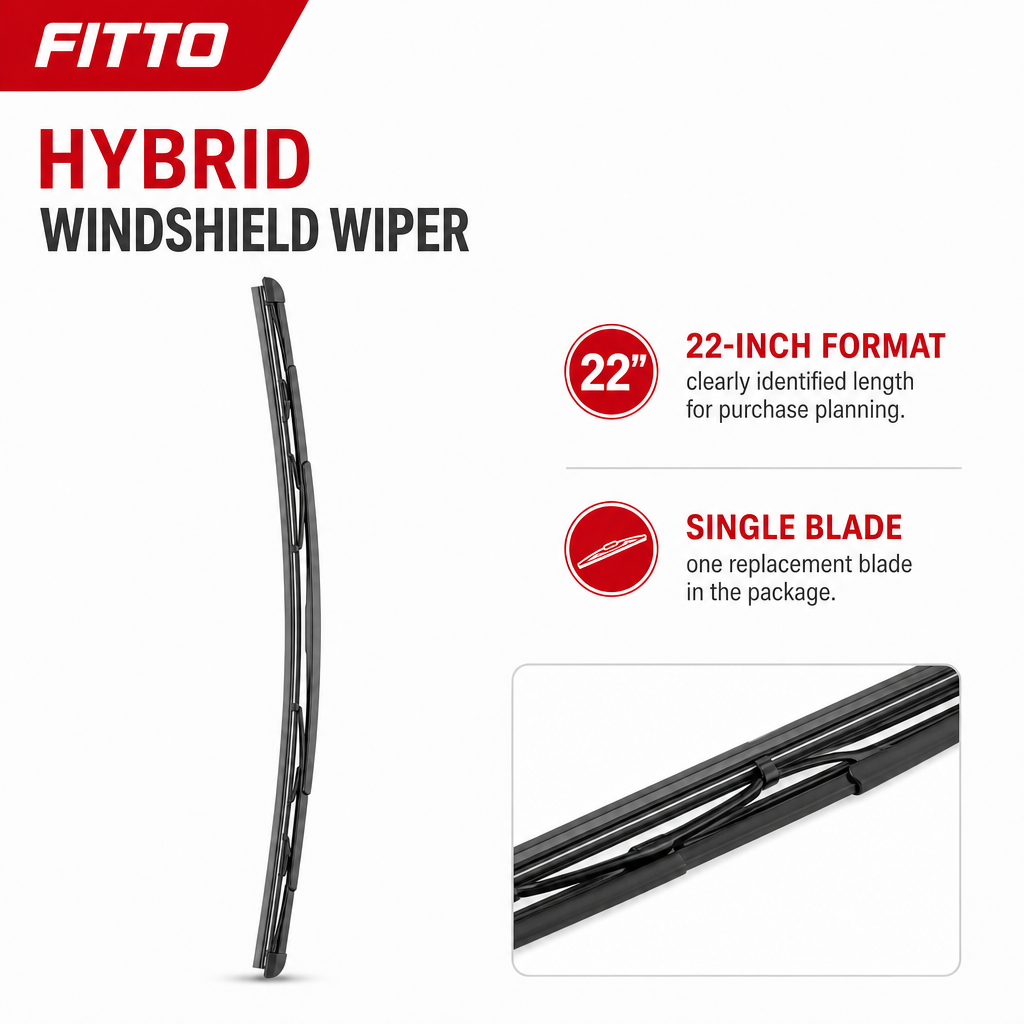 96 Pieces Hybrid Windshield Wiper Blades, 22 Inch, Single Replacement Blade