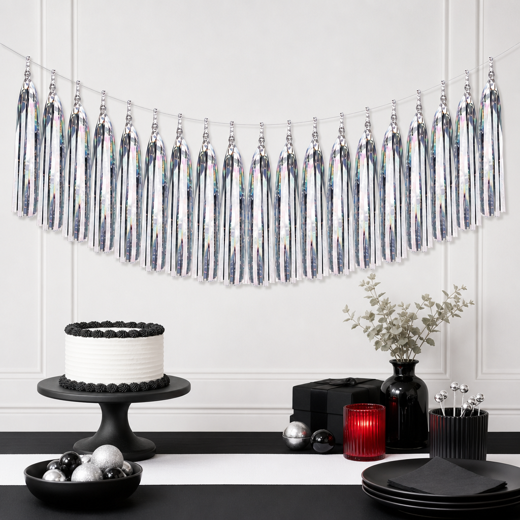 120 Pieces Silver Tassel Garland, 3 m x 25 cm, 20 Pieces for Party Decorations