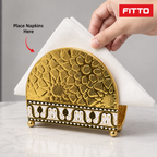 96 Pieces Decorative Metal Napkin Holders, Gold and White Patterned Table Setting Organizer, 1 Piece