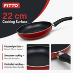 72 Pieces Frying Pan 22 cm Aluminium Non-Stick Cookwares with Black Handle, Red