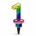 240 Pieces Rainbow Metallic Number 1 Cake Candle, 3 in, 1 Piece